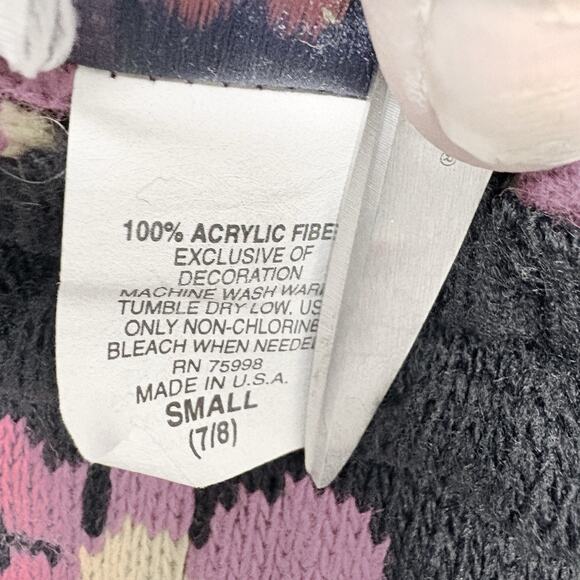 VTG 80s Heartworks Navy 3D Shaggy Dog Sweater Knit Collared Flowers Size 7/8 - Picture 7 of 10